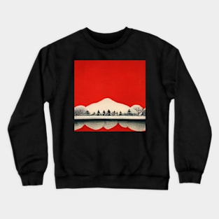 Red sky and Snow Japanese Chiyogami Pattern Crewneck Sweatshirt